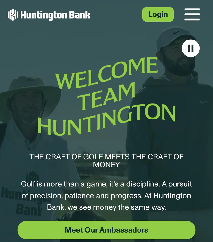 The Huntington golf platform hero on a phone