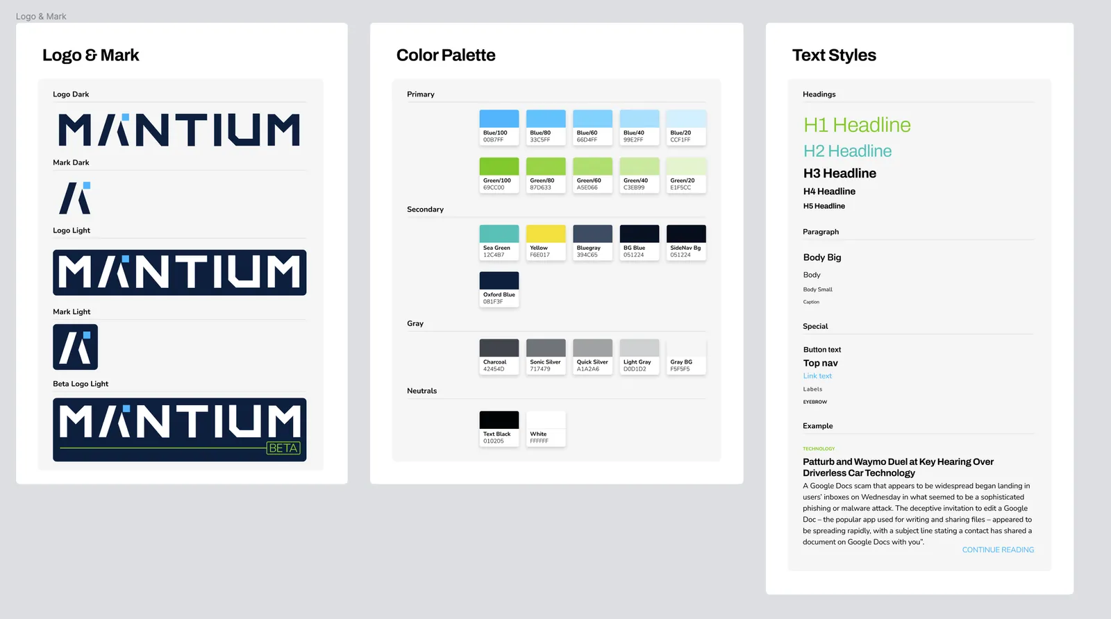 Mantium design system
