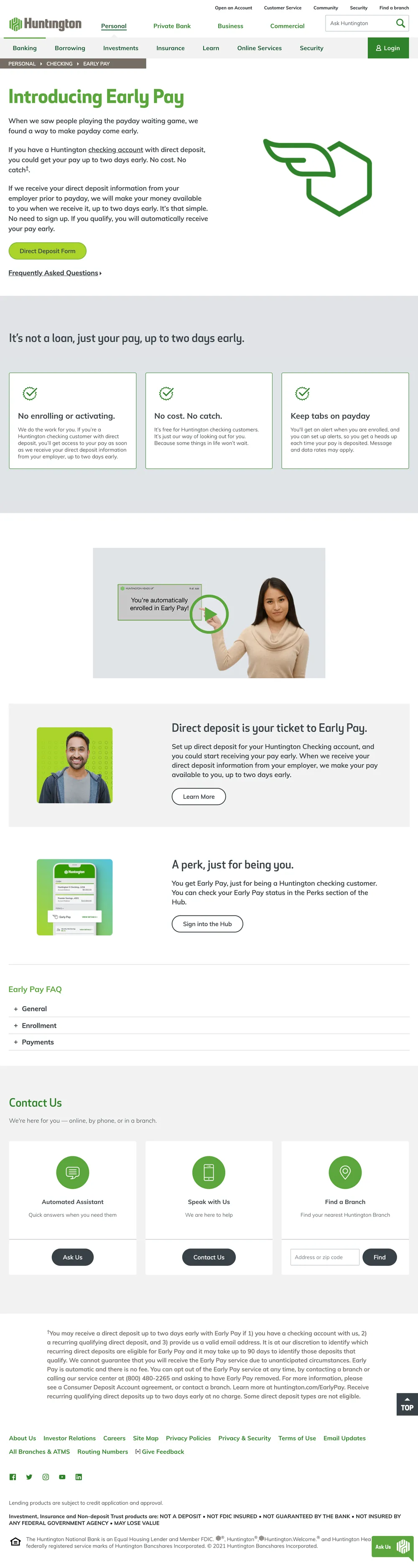 Early pay feature page