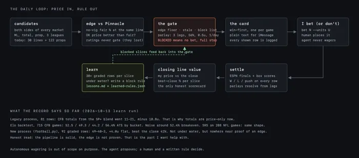 Diagram of the betting agent's daily loop
