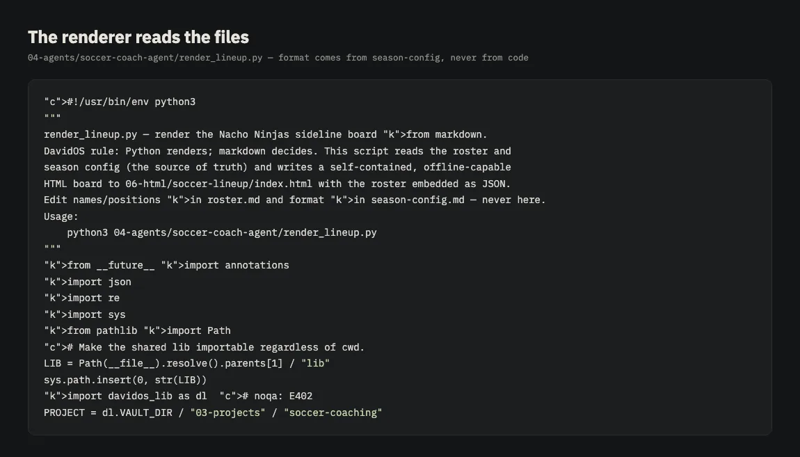 Python source for the lineup renderer reading configuration from markdown