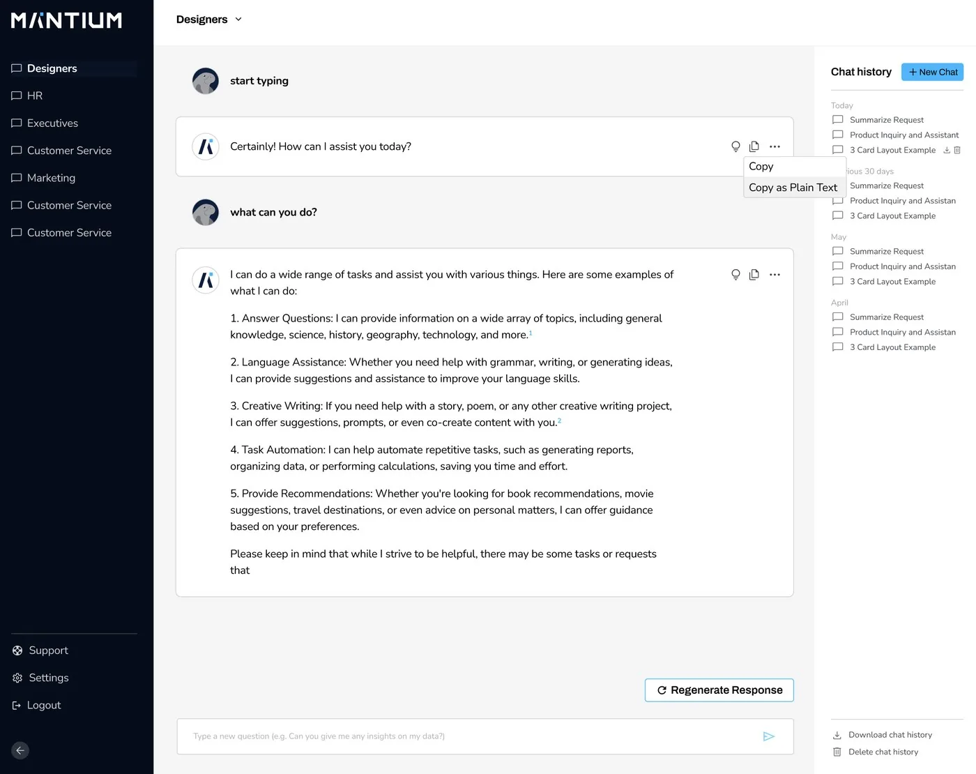 Mantium secure RAG chat interface